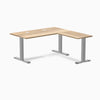 Desky Zero Hardwood L-Shape Office Desk, White Ash desktop, Gray frame