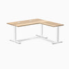 Desky Zero Hardwood L-Shape Office Desk, White Ash desktop, White frame