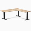 Desky Zero Hardwood L-Shape Office Desk, White Ash desktop, Matte Black frame