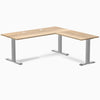 Desky Zero Hardwood L-Shape Office Desk, White Ash desktop, Gray frame