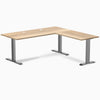 Desky Zero Hardwood L-Shape Office Desk, White Ash desktop, Space Gray frame