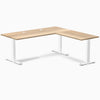 Desky Zero Hardwood L-Shape Office Desk, White Ash desktop, White frame