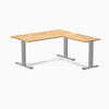 Desky Zero Hardwood L-Shape Office Desk, White Oak desktop, Gray frame