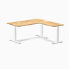 Desky Zero Hardwood L-Shape Office Desk, White Oak desktop, White frame