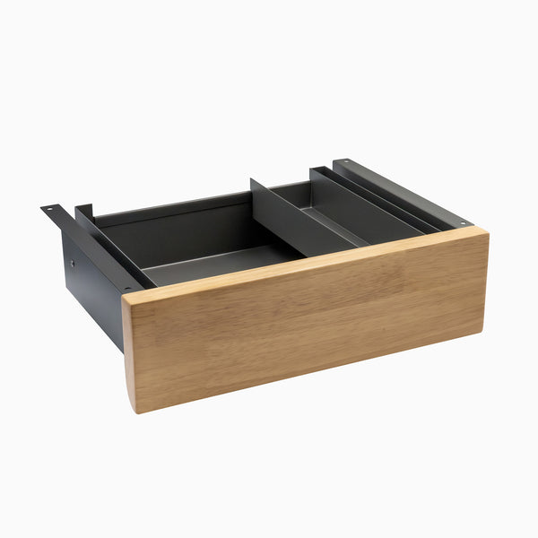 light oak rubberwood drawer in space grey frame
