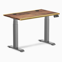 Desky Dual Mini Hardwood Sit Stand Desk, Saman desktop, Space Gray frame