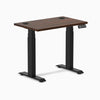 Desky Dual Mini Rubberwood Sit Stand Desk, Dark Walnut desktop, Matte Black frame