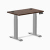Desky Dual Mini Rubberwood Sit Stand Desk, Dark Walnut desktop, Gray frame