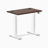 Desky Dual Mini Rubberwood Sit Stand Desk, Dark Walnut desktop, White frame