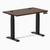 Desky Dual Mini Rubberwood Sit Stand Desk, Dark Walnut desktop, Matte Black frame
