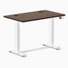 Desky Dual Mini Rubberwood Sit Stand Desk, Dark Walnut desktop, White frame