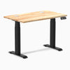 Desky Dual Mini Rubberwood Sit Stand Desk, Natural desktop, Matte Black frame