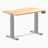 Desky Dual Mini Rubberwood Sit Stand Desk, Natural desktop, Gray frame