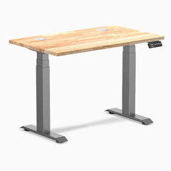 Desky Dual Mini Rubberwood Sit Stand Desk, Natural desktop, Space Gray frame