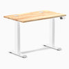 Desky Dual Mini Rubberwood Sit Stand Desk, Natural desktop, White frame