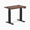Desky Dual Mini Rubberwood Sit Stand Desk, Red Walnut desktop, Matte Black frame