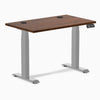 Desky Dual Mini Rubberwood Sit Stand Desk, Red Walnut desktop, Gray frame