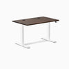 Desky Dual Rubberwood Sit Stand Desk, Dark Walnut desktop, White frame