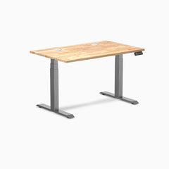 Desky Dual Rubberwood Sit Stand Desk, Natural Timber desktop, Space Gray frame