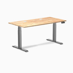 Desky Dual Rubberwood Sit Stand Desk, Natural Timber desktop, Space Gray frame