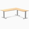 Desky Zero Bamboo L-Shape Office Desk, Bamboo desktop, Gray frame