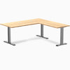 Desky Zero Bamboo L-Shape Office Desk, Bamboo desktop, Space Gray frame