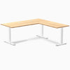 Desky Zero Bamboo L-Shape Office Desk, Bamboo desktop, White frame