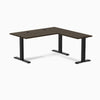 Desky Zero Bamboo L-Shape Office Desk, Dark Bamboo desktop, Matte Black frame