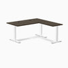 Desky Zero Bamboo L-Shape Office Desk, Dark Bamboo desktop, White frame