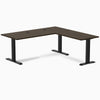 Desky Zero Bamboo L-Shape Office Desk, Dark Bamboo desktop, Matte Black frame