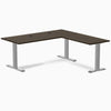 Desky Zero Bamboo L-Shape Office Desk, Dark Bamboo desktop, Gray frame