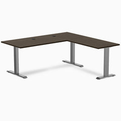 Desky Zero Bamboo L-Shape Office Desk, Dark Bamboo desktop, Space Gray frame
