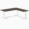 Desky Zero Bamboo L-Shape Office Desk, Dark Bamboo desktop, White frame
