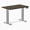 Desky Dual Mini Bamboo Sit Stand Desk, Dark Bamboo desktop, Gray frame