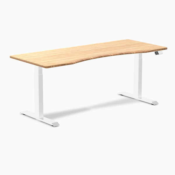 Dual Desky ergo bamboo desk 1800mm in white