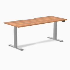 Desky Dual Scalloped Melamine Sit Stand Desk-Dual Desks-Desky-Prime Oak-1800x750mm-Grey-Desky® Australia