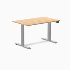 Desky Dual Scalloped Melamine Sit Stand Desk-Dual Desks-Desky-Sublime Teak-1200x750mm-Grey-Desky® Australia