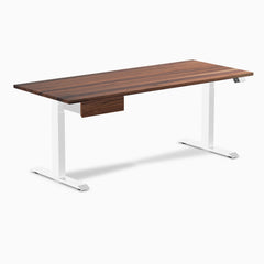 Desky dual hardwood with drawer 1800mm walnut in black