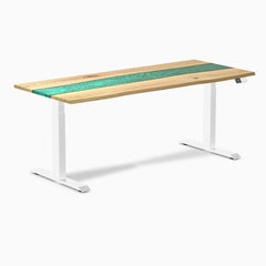 Desky dual resin ash emerald  river 1800mm in white