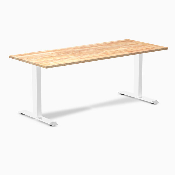 Fixed rubberwood natural  1800mm in white legs