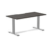 Desky Zero Scalloped Laminate Office Desk, Burnished Wood desktop, Gray frame