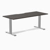 Desky Zero Scalloped Laminate Office Desk, Burnished Wood desktop, Gray frame