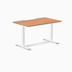 Desky Zero Scalloped Laminate Office Desk, Prime Oak desktop, White frame
