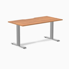Desky Zero Scalloped Laminate Office Desk, Prime Oak desktop, Gray frame