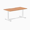 Desky Zero Scalloped Laminate Office Desk, Prime Oak desktop, White frame