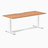 Desky Zero Scalloped Laminate Office Desk, Prime Oak desktop, White frame