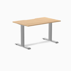 Zero scalloped fixed office desk sublime teak - Desky