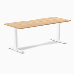 Zero scalloped fixed office desk sublime teak - Desky