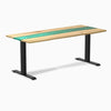 Desky Resin Hardwood Office Desk, White Ash Emerald River desktop, Matte Black frame