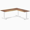 Desky Zero Hardwood L-Shape Office Desk - Saman1800mm white frame